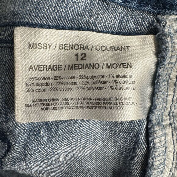 Nine West Gramercy Jeans Womens 12 Blue Skinny Ankle Distressed Measures 34 x 25 - Picture 4 of 10